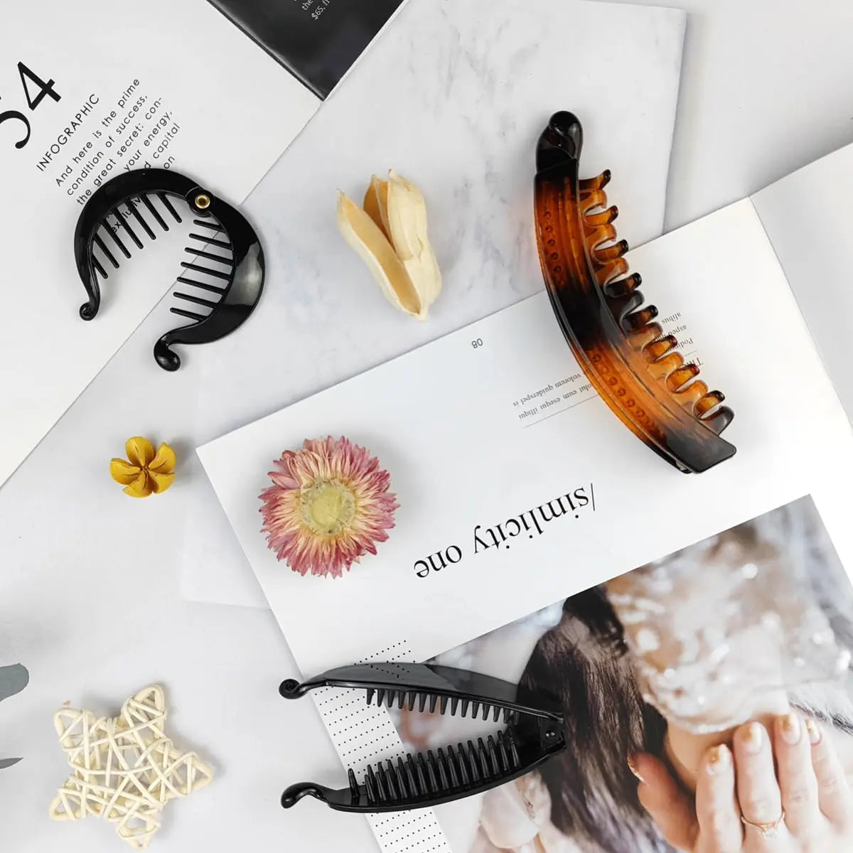 20PCS Banana Hair Clips Classic Hair Comb Banana Clips Ponytail Hair Holder for Women Girls, 7 Styles
