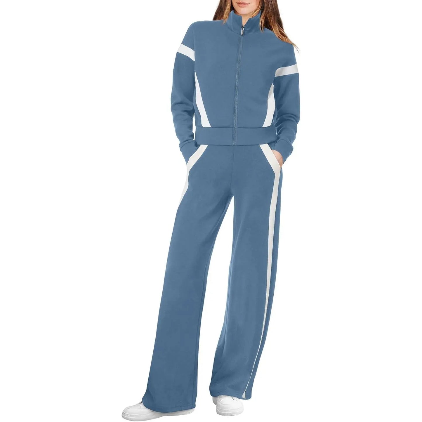 WIHOLL Lounge Sets for Women 2025 Sweatsuit 2 Piece Outfits Sweatshirt Wide Leg Sweatpant Tracksuit Matching Set Summervibes