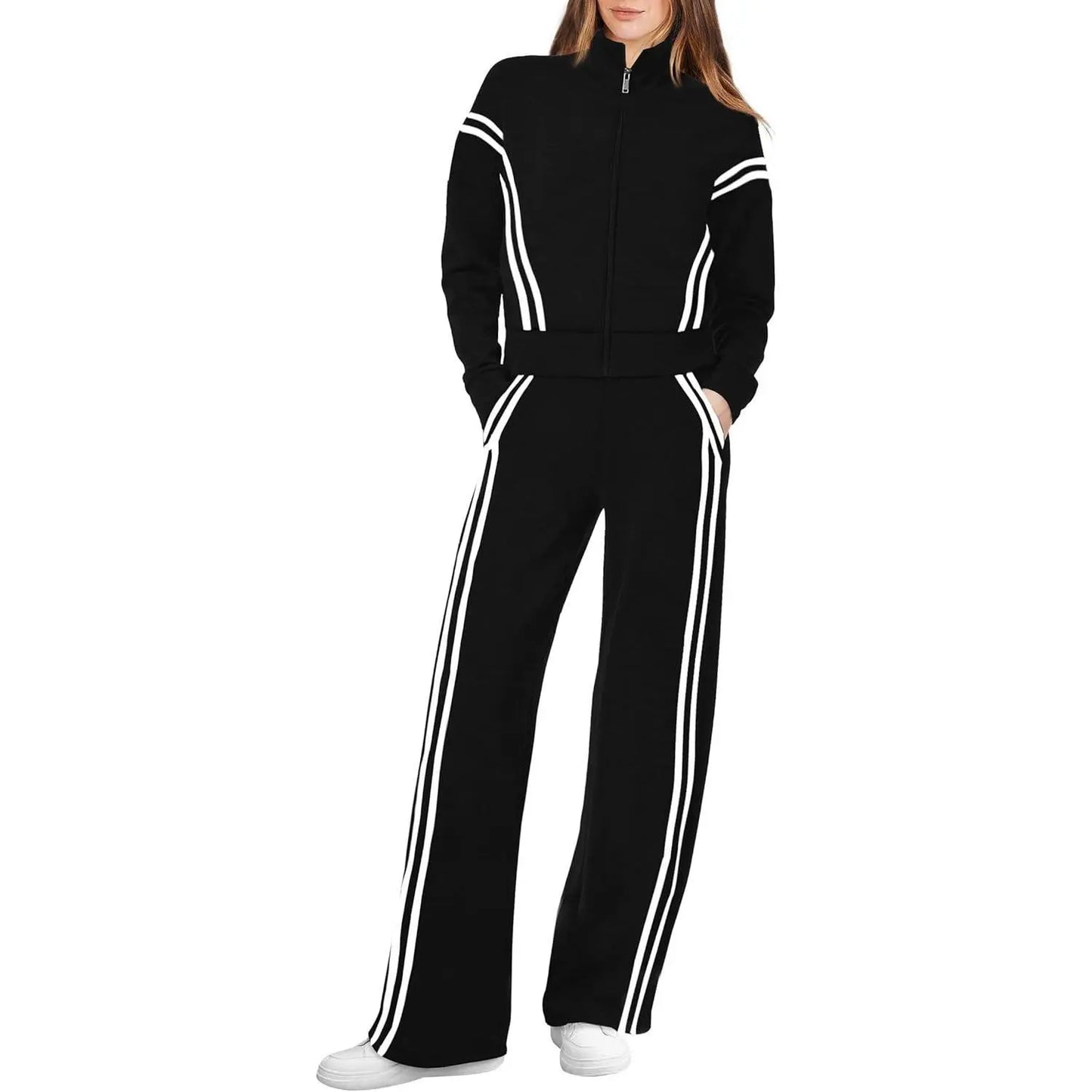 WIHOLL Lounge Sets for Women 2025 Sweatsuit 2 Piece Outfits Sweatshirt Wide Leg Sweatpant Tracksuit Matching Set Summervibes