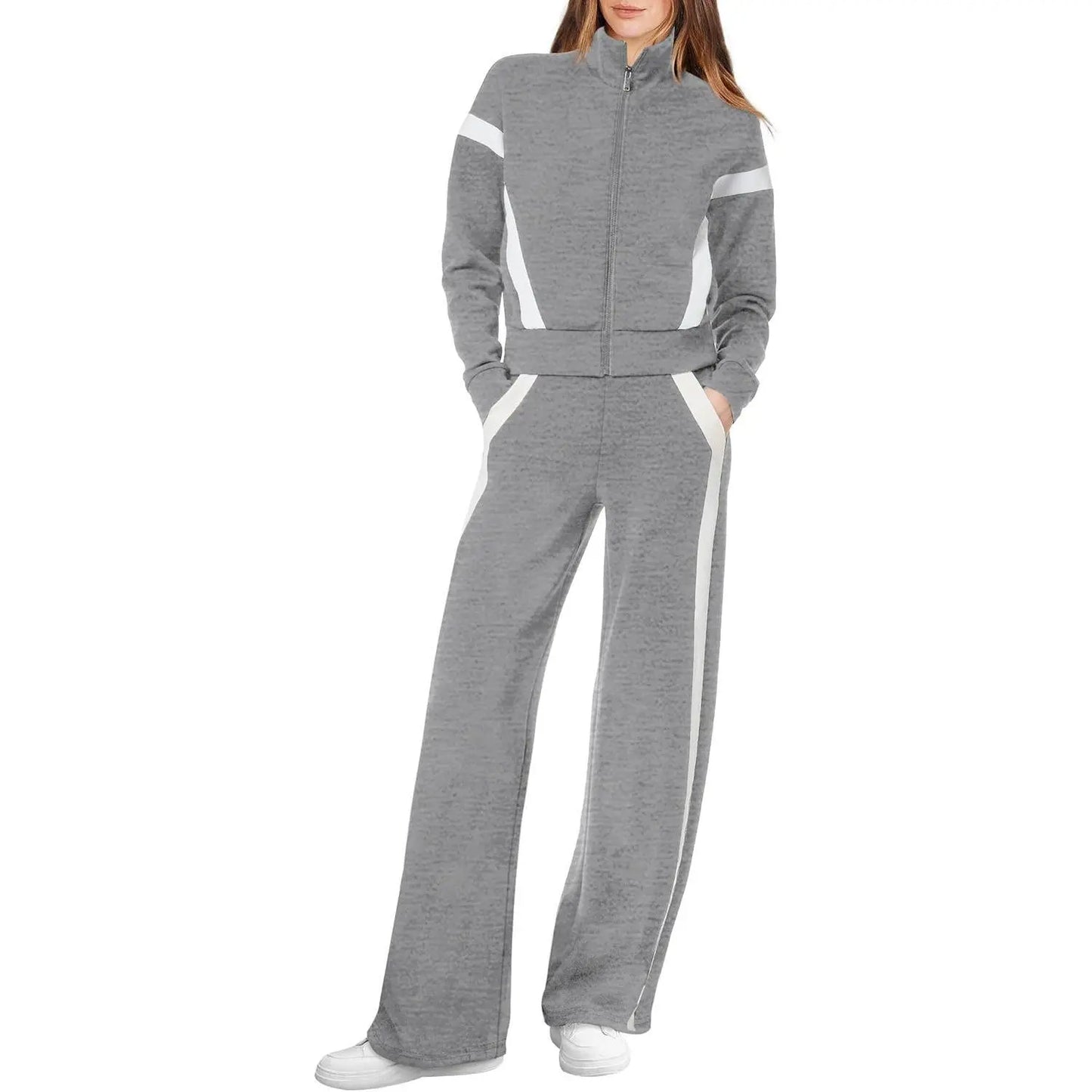 WIHOLL Lounge Sets for Women 2025 Sweatsuit 2 Piece Outfits Sweatshirt Wide Leg Sweatpant Tracksuit Matching Set Summervibes