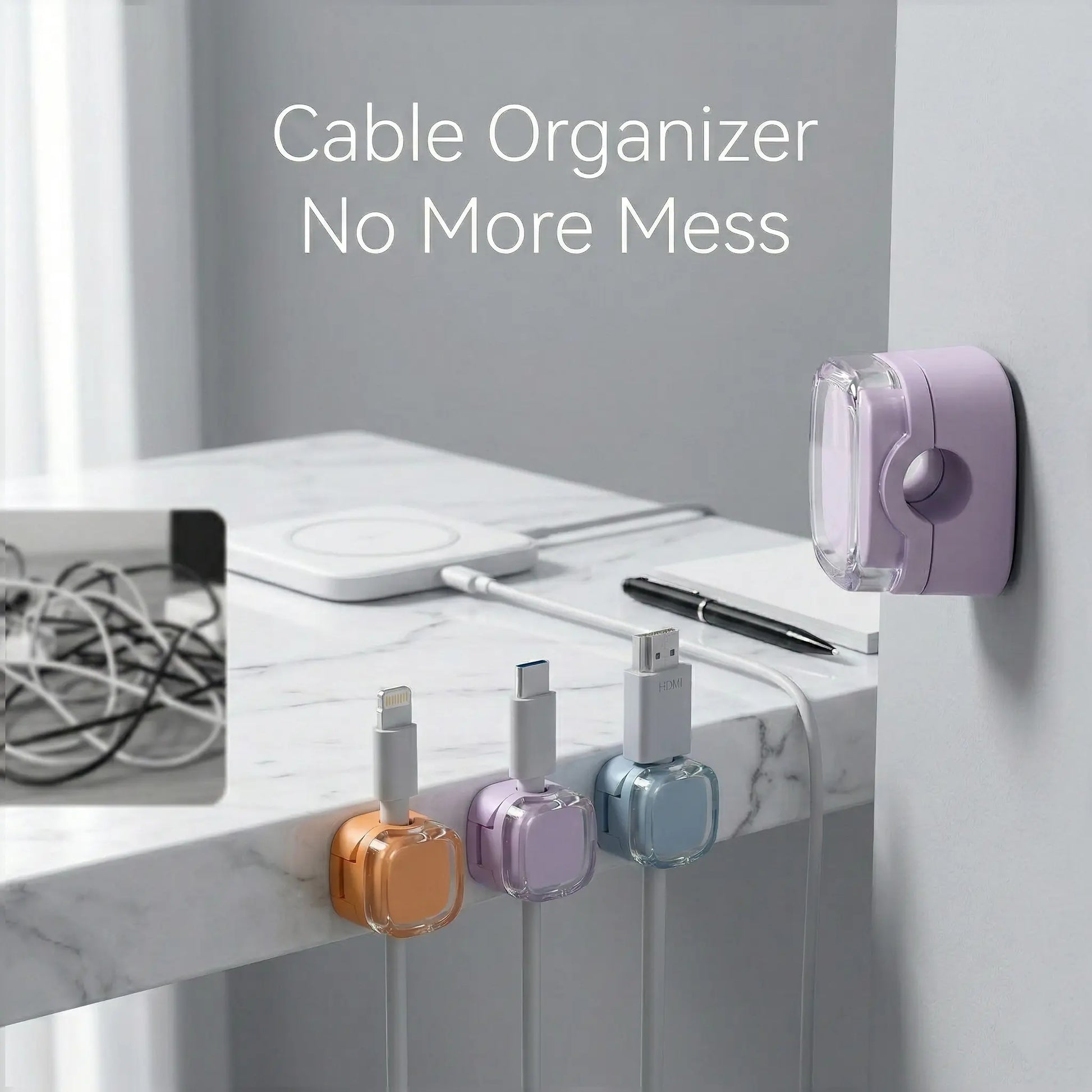 8 Pcs Magnetic Cord Holder for Desk | Wall Mounted Cable Organizer Clips, Non-Slip Wire Management for Home Office