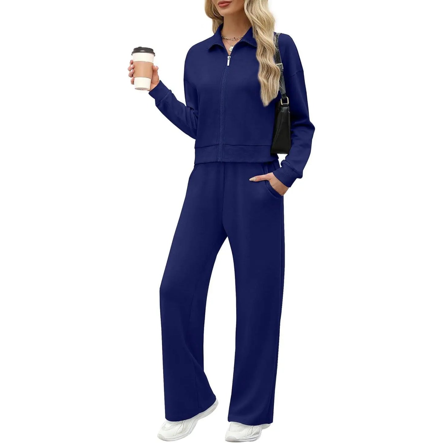 WIHOLL Lounge Sets for Women 2025 Sweatsuit 2 Piece Outfits Sweatshirt Wide Leg Sweatpant Tracksuit Matching Set Summervibes