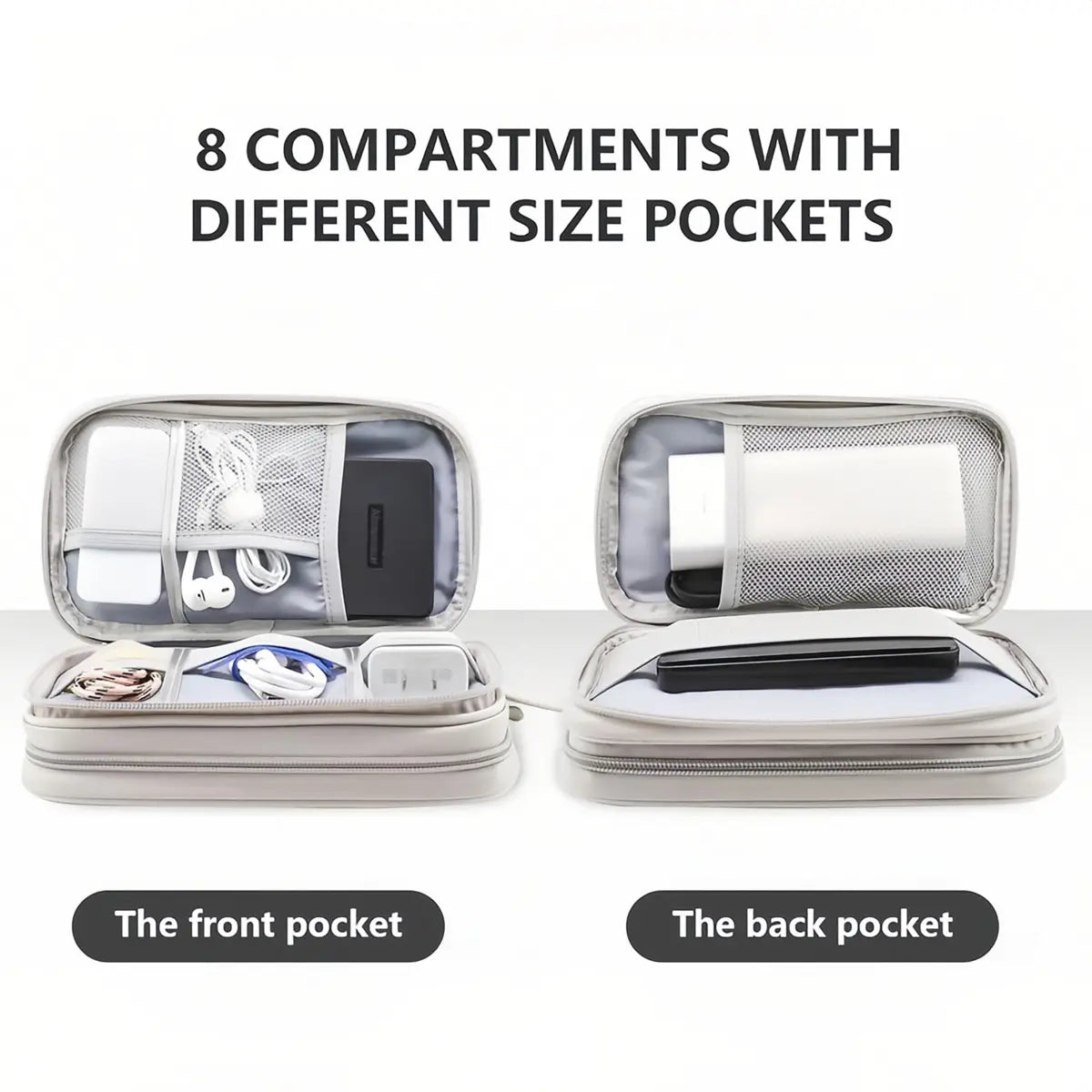 Portable Double Layer Storage Bag, Waterproof Cable & Makeup Organizer, Multifunctional Stationery Container, Travel Pouch for Outdoor & Travel