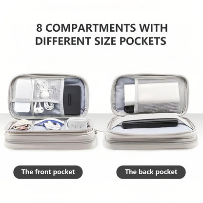 Portable Double Layer Storage Bag, Waterproof Cable & Makeup Organizer, Multifunctional Stationery Container, Travel Pouch for Outdoor & Travel