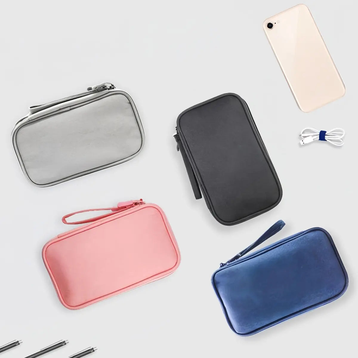Portable Double Layer Storage Bag, Waterproof Cable & Makeup Organizer, Multifunctional Stationery Container, Travel Pouch for Outdoor & Travel