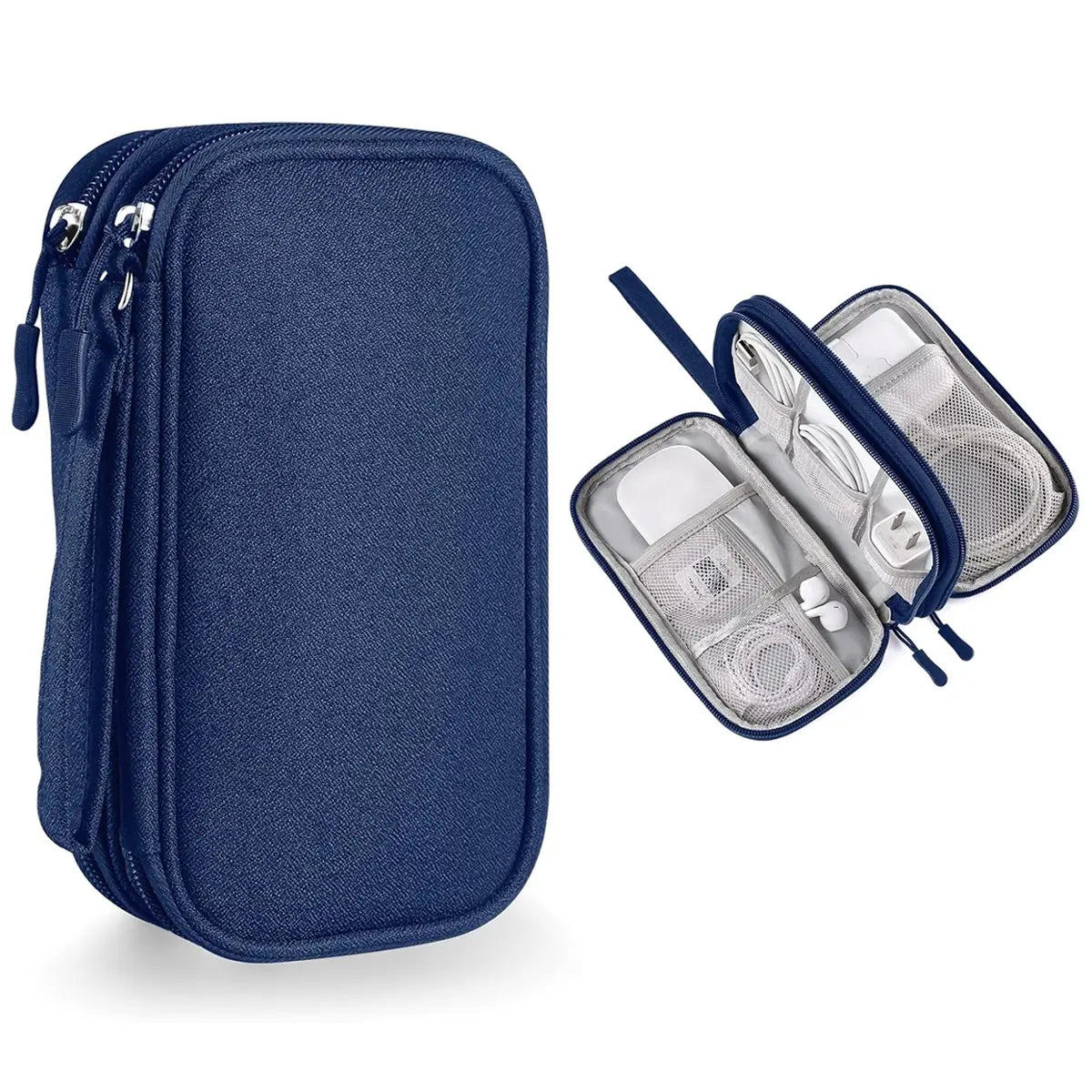 Portable Double Layer Storage Bag, Waterproof Cable & Makeup Organizer, Multifunctional Stationery Container, Travel Pouch for Outdoor & Travel