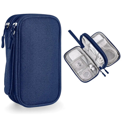 Portable Double Layer Storage Bag, Waterproof Cable & Makeup Organizer, Multifunctional Stationery Container, Travel Pouch for Outdoor & Travel