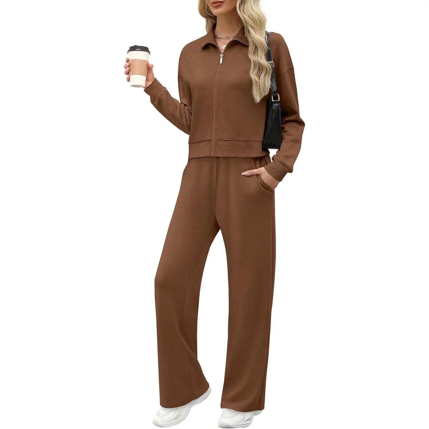 WIHOLL Lounge Sets for Women 2025 Sweatsuit 2 Piece Outfits Sweatshirt Wide Leg Sweatpant Tracksuit Matching Set Summervibes