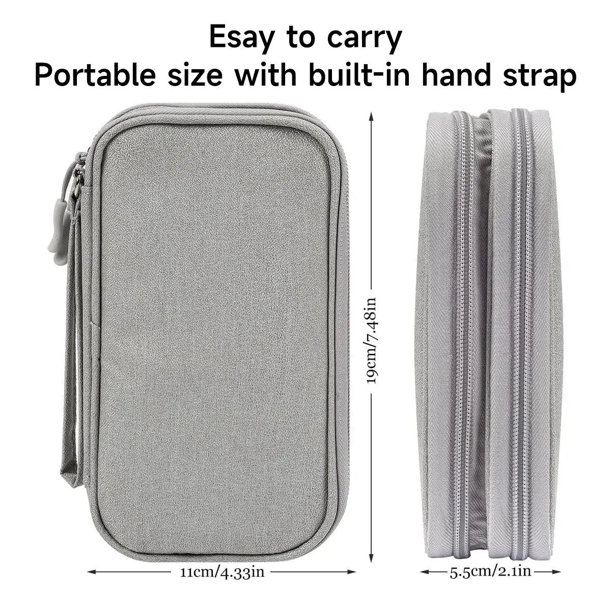 Portable Double Layer Storage Bag, Waterproof Cable & Makeup Organizer, Multifunctional Stationery Container, Travel Pouch for Outdoor & Travel