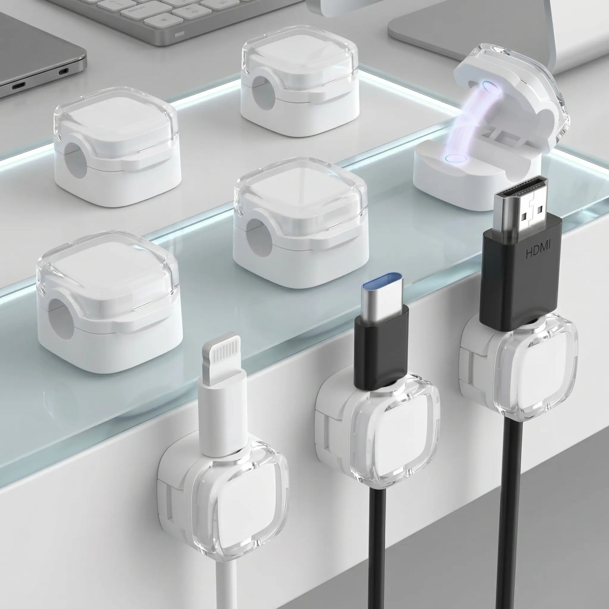 8 Pcs Magnetic Cord Holder for Desk | Wall Mounted Cable Organizer Clips, Non-Slip Wire Management for Home Office