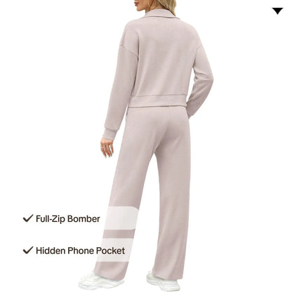 WIHOLL Lounge Sets for Women 2025 Sweatsuit 2 Piece Outfits Sweatshirt Wide Leg Sweatpant Tracksuit Matching Set Summervibes