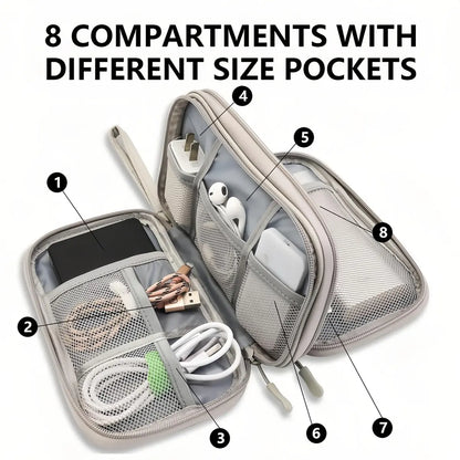 Portable Double Layer Storage Bag, Waterproof Cable & Makeup Organizer, Multifunctional Stationery Container, Travel Pouch for Outdoor & Travel