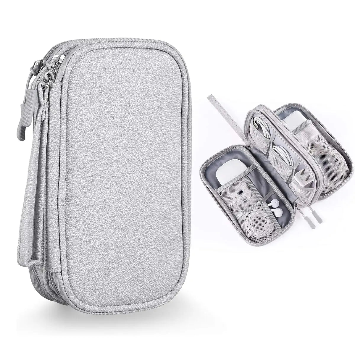 Portable Double Layer Storage Bag, Waterproof Cable & Makeup Organizer, Multifunctional Stationery Container, Travel Pouch for Outdoor & Travel