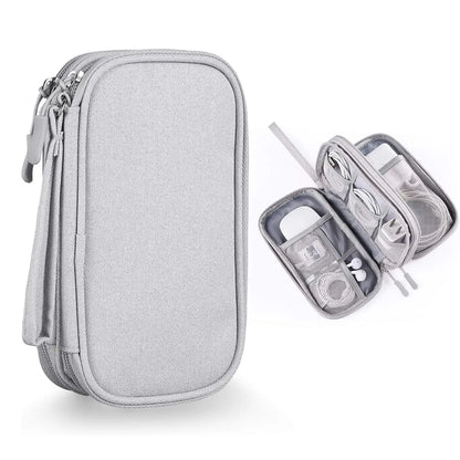 Portable Double Layer Storage Bag, Waterproof Cable & Makeup Organizer, Multifunctional Stationery Container, Travel Pouch for Outdoor & Travel