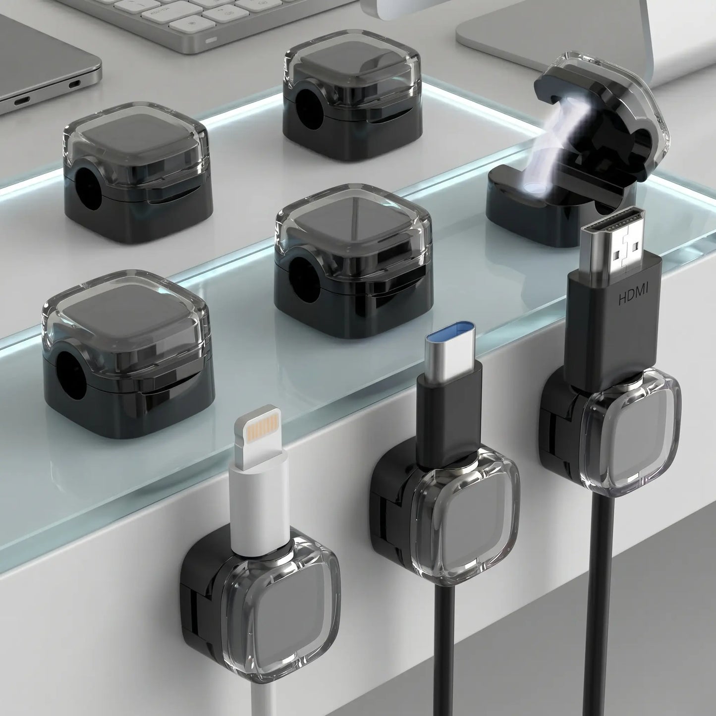8 Pcs Magnetic Cord Holder for Desk | Wall Mounted Cable Organizer Clips, Non-Slip Wire Management for Home Office
