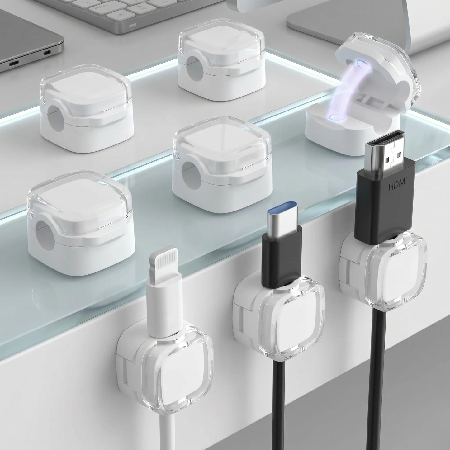 8 Pcs Magnetic Cord Holder for Desk | Wall Mounted Cable Organizer Clips, Non-Slip Wire Management for Home Office
