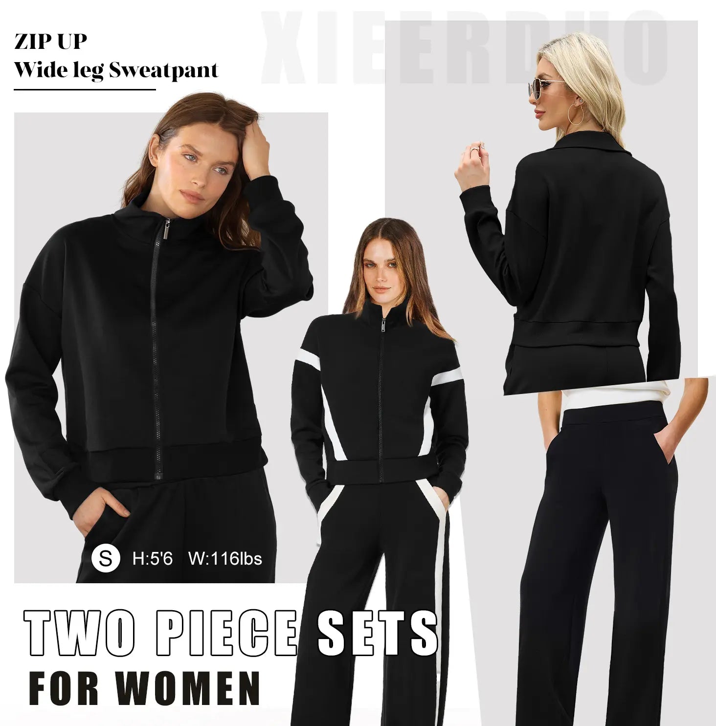 WIHOLL Lounge Sets for Women 2025 Sweatsuit 2 Piece Outfits Sweatshirt Wide Leg Sweatpant Tracksuit Matching Set Summervibes