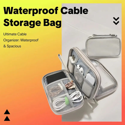 Portable Double Layer Storage Bag, Waterproof Cable & Makeup Organizer, Multifunctional Stationery Container, Travel Pouch for Outdoor & Travel