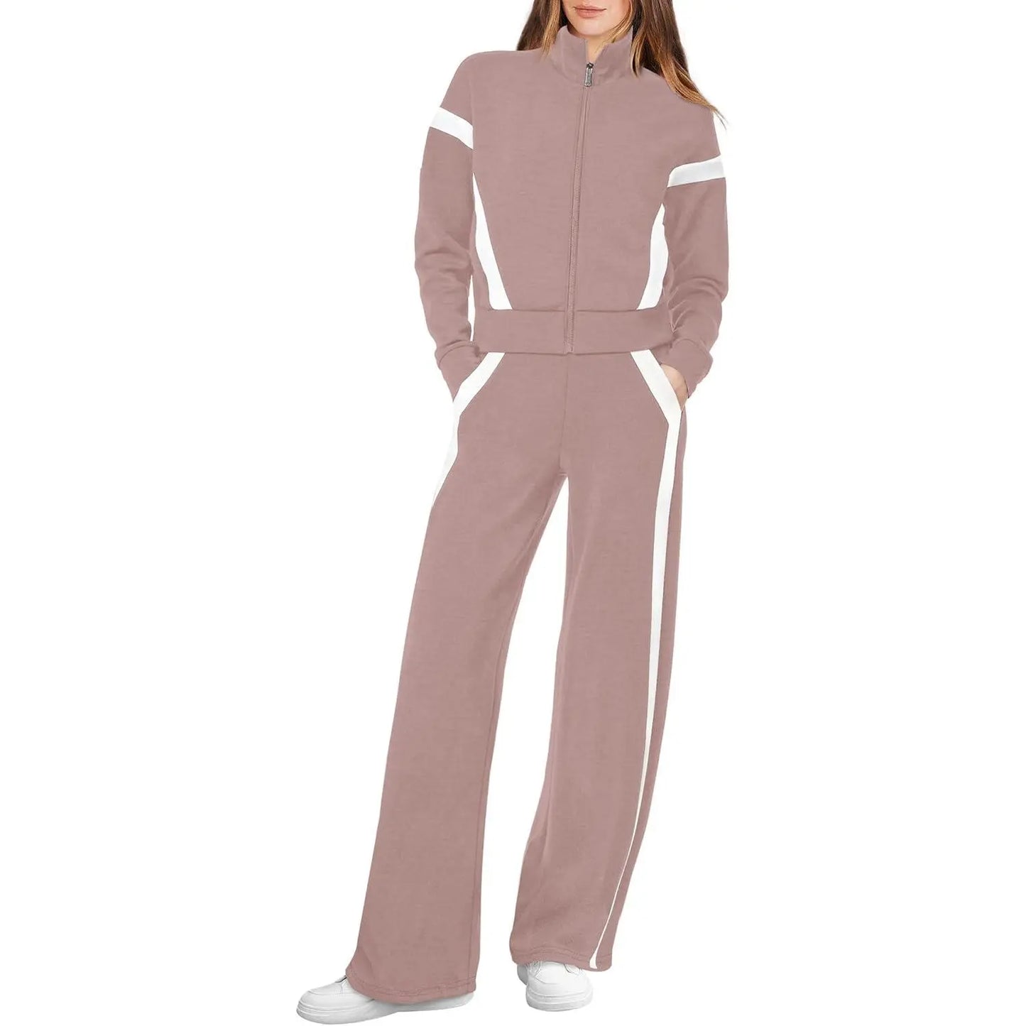WIHOLL Lounge Sets for Women 2025 Sweatsuit 2 Piece Outfits Sweatshirt Wide Leg Sweatpant Tracksuit Matching Set Summervibes