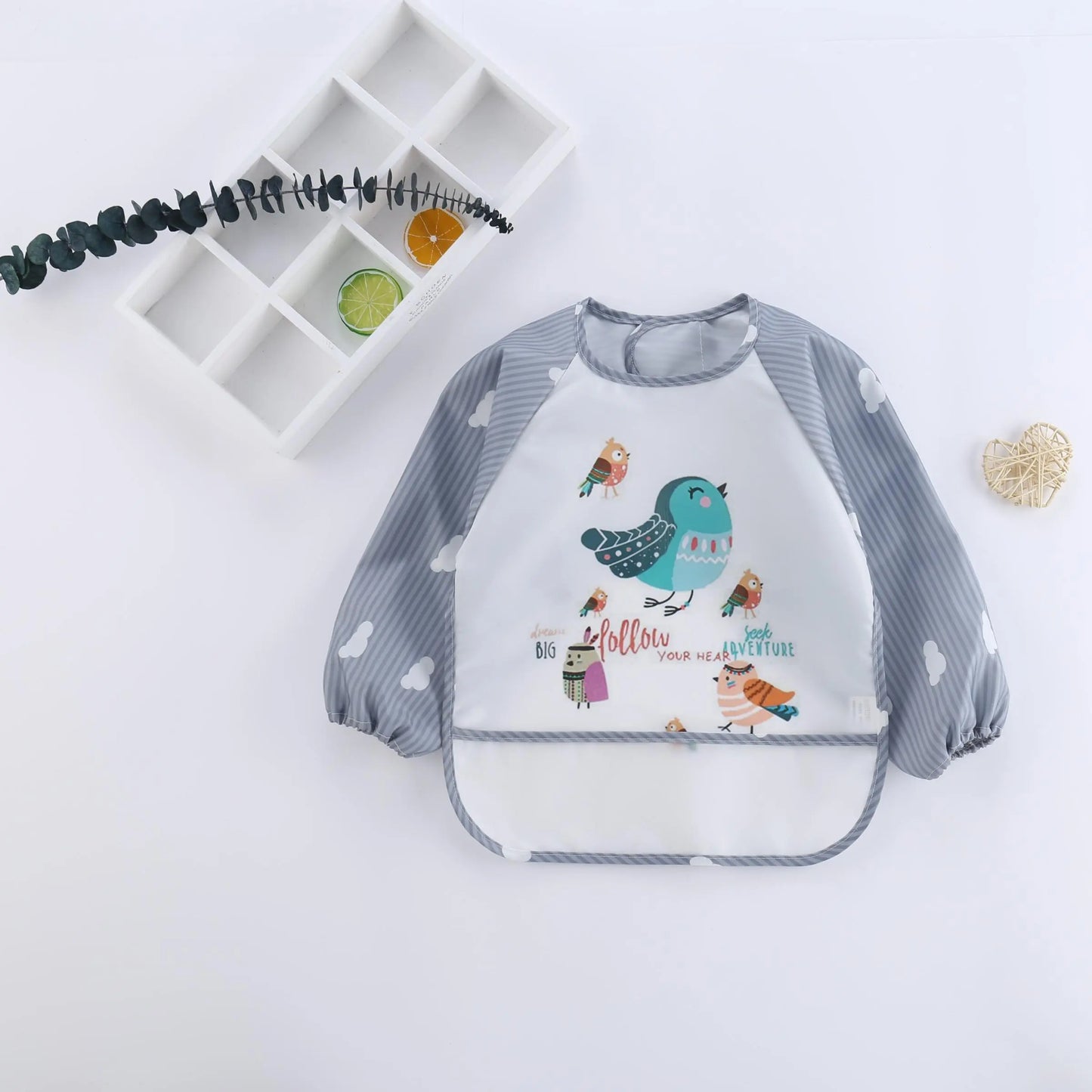 Cartoon Pattern Long Sleeve Bib, Waterproof Bib with Pocket, Soft Feeding Bib for Baby, Ideal Gift
