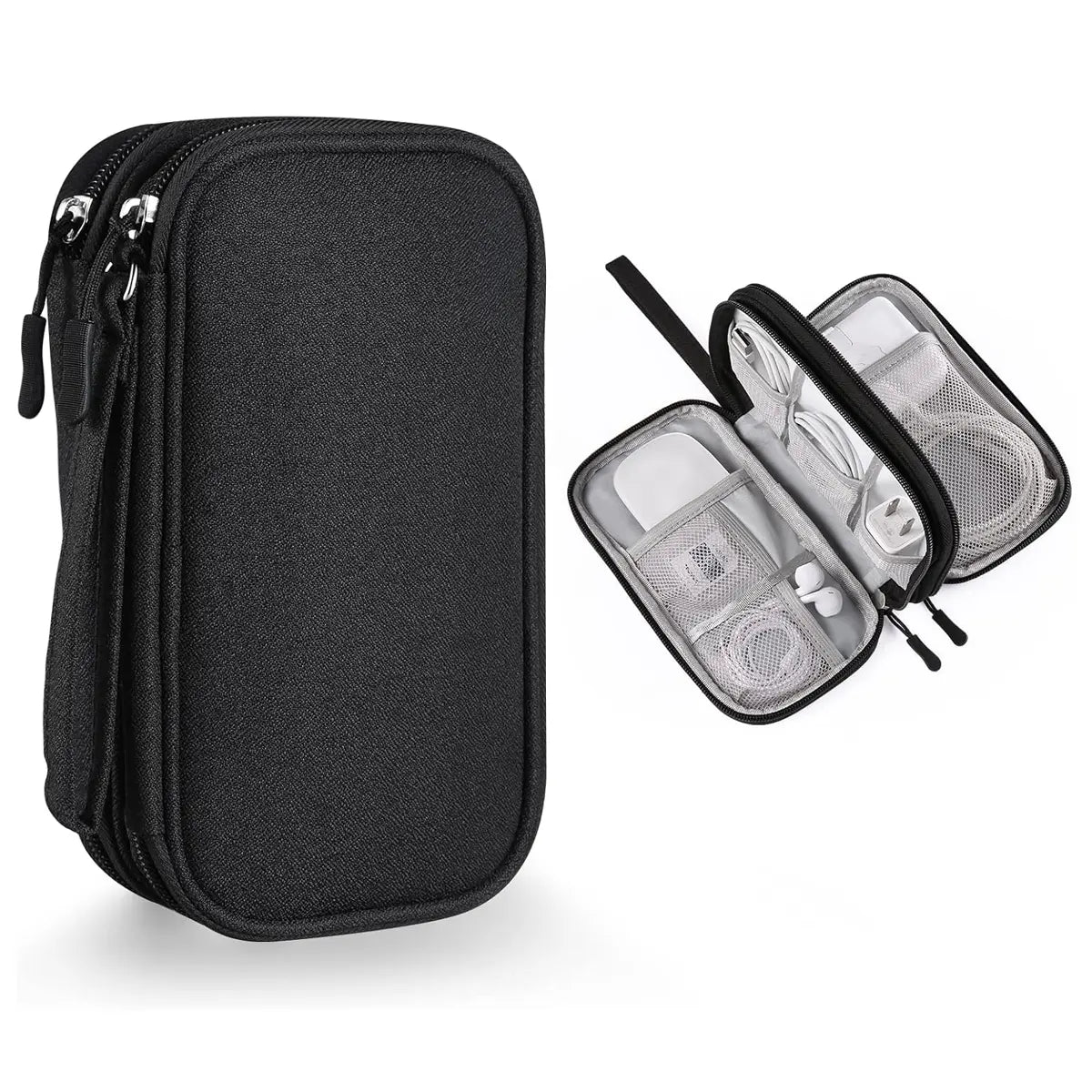 Portable Double Layer Storage Bag, Waterproof Cable & Makeup Organizer, Multifunctional Stationery Container, Travel Pouch for Outdoor & Travel