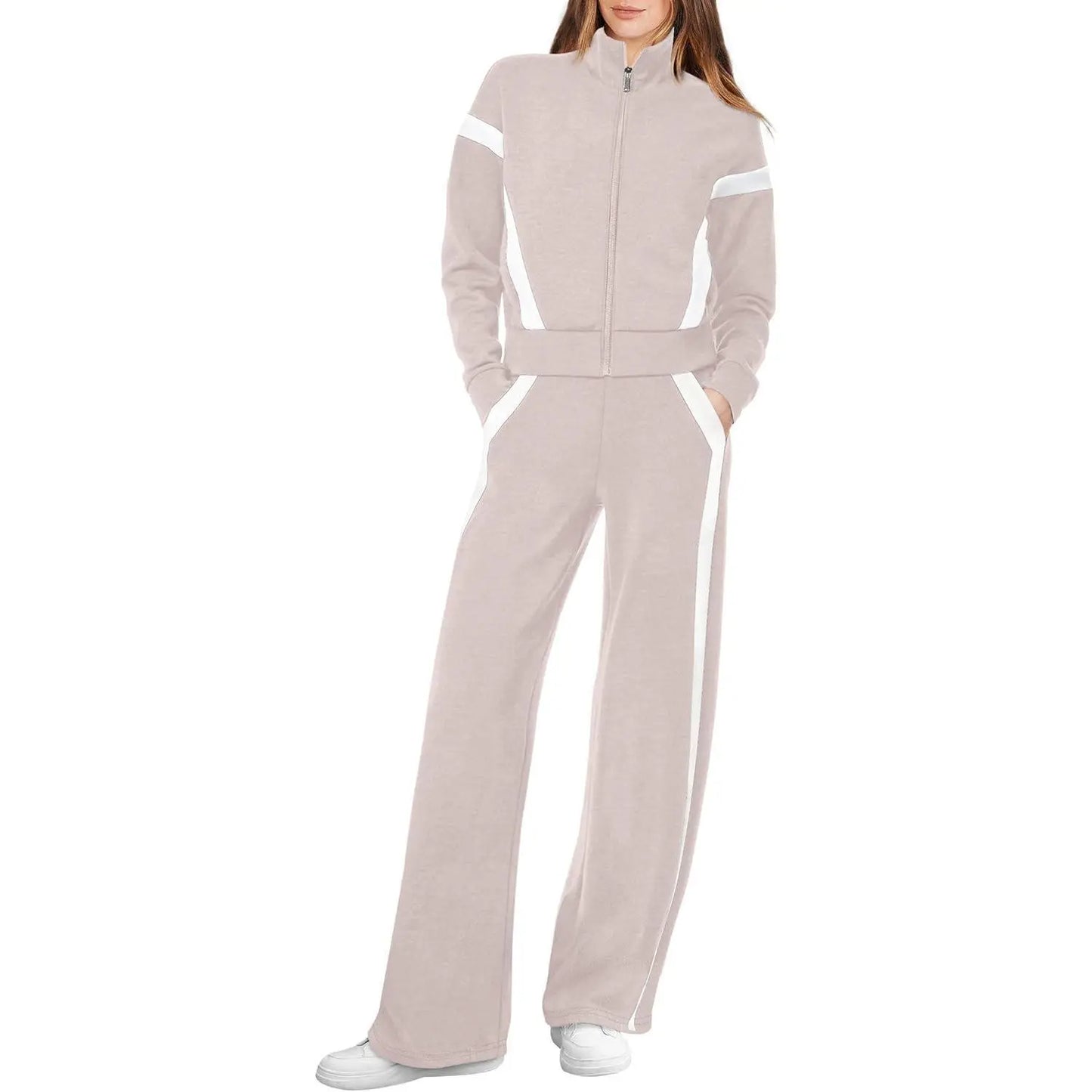 WIHOLL Lounge Sets for Women 2025 Sweatsuit 2 Piece Outfits Sweatshirt Wide Leg Sweatpant Tracksuit Matching Set Summervibes