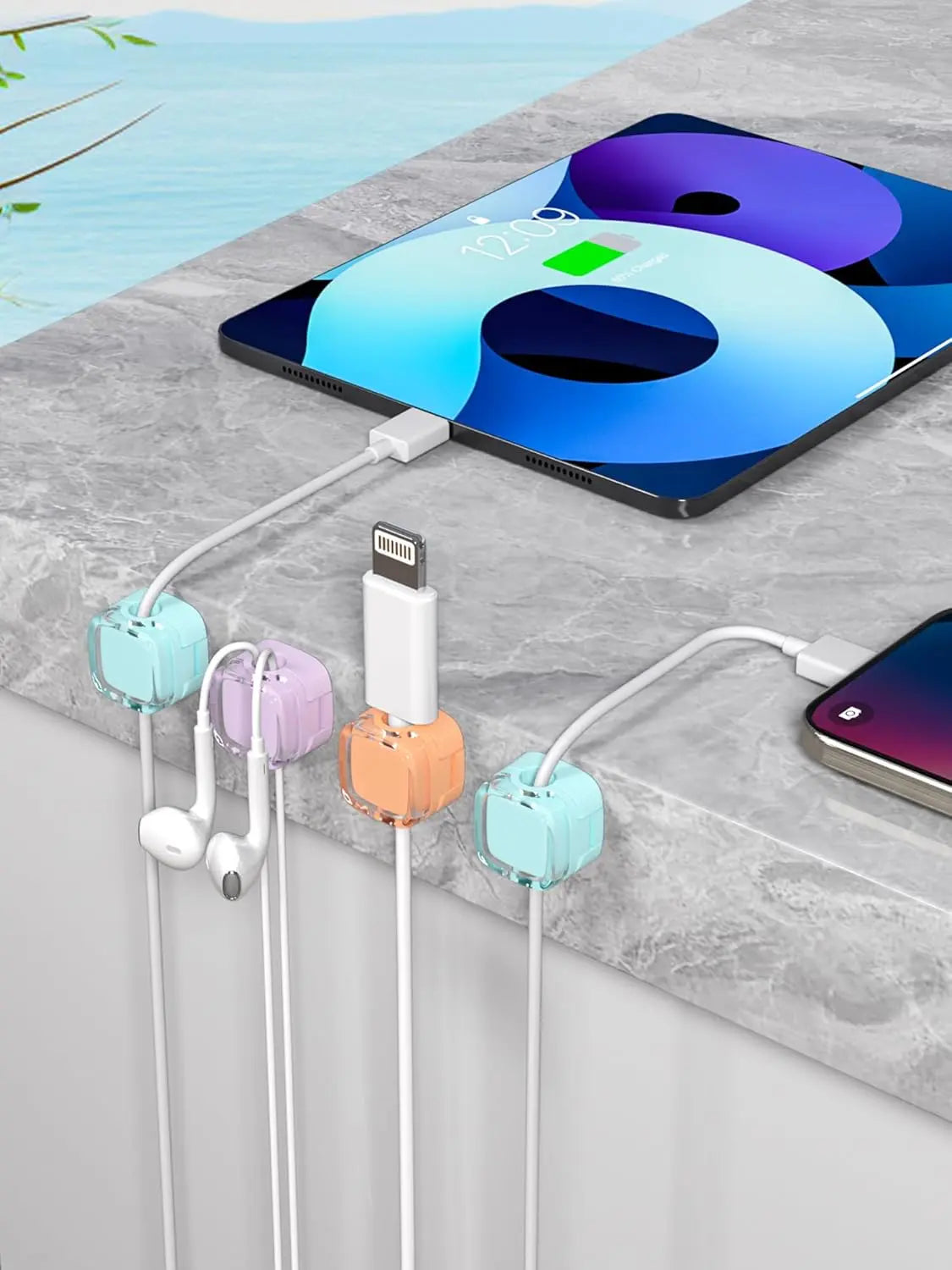 8 Pcs Magnetic Cord Holder for Desk | Wall Mounted Cable Organizer Clips, Non-Slip Wire Management for Home Office