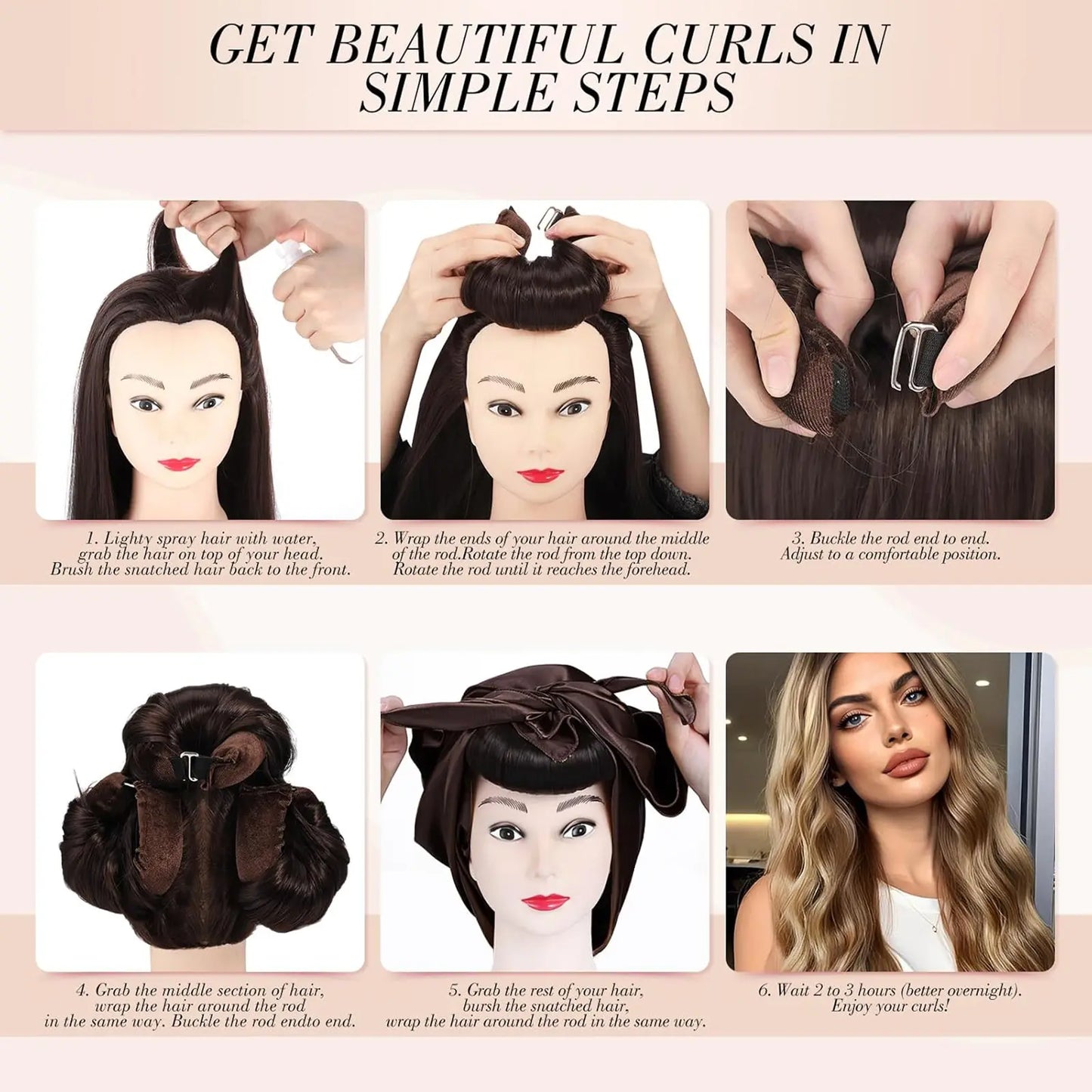 3-Pack Heatless Velvet Hair Curlers with Silk Scarf, No Heat Curling Rods for Long & Medium Hair, Sleep-In Curl Styling Kit