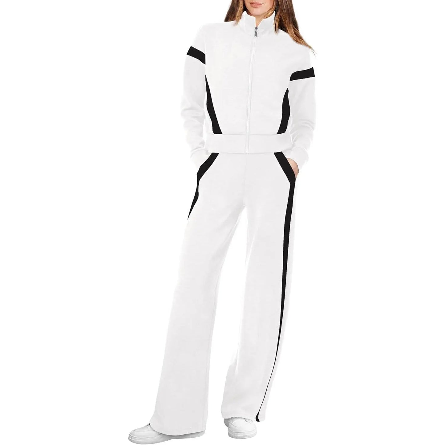 WIHOLL Lounge Sets for Women 2025 Sweatsuit 2 Piece Outfits Sweatshirt Wide Leg Sweatpant Tracksuit Matching Set Summervibes