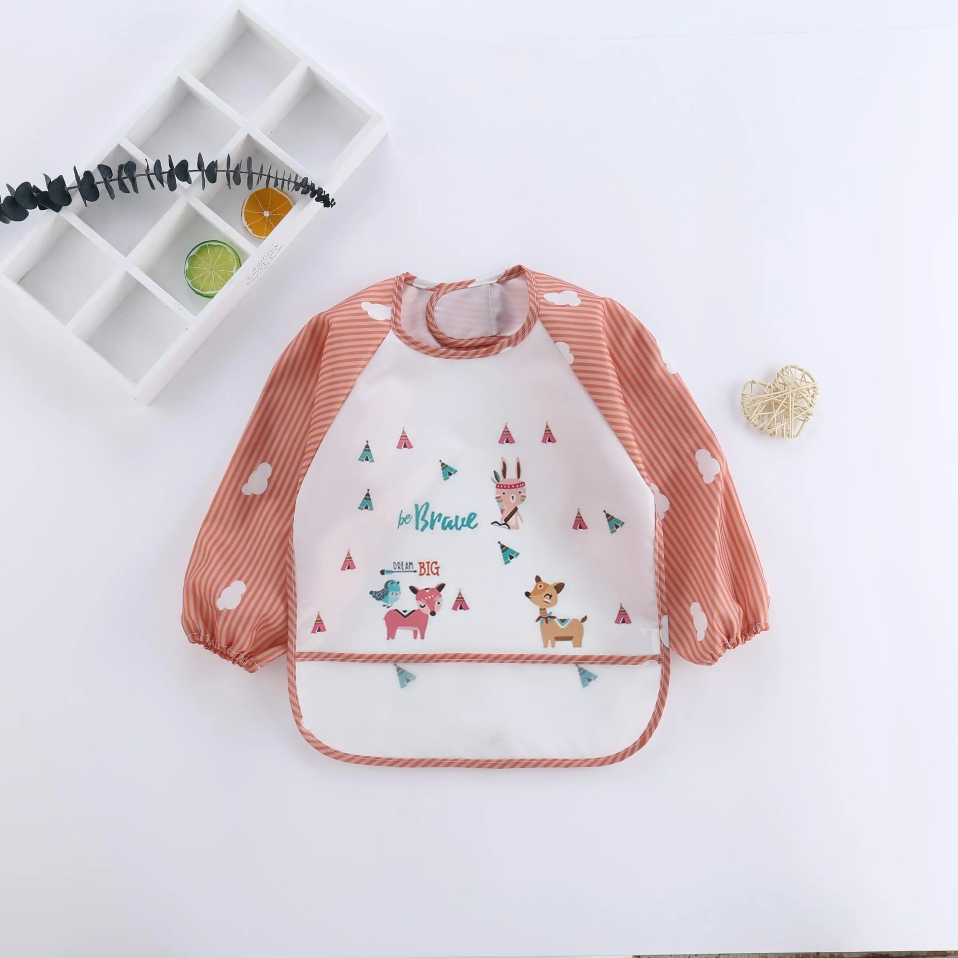 Cartoon Pattern Long Sleeve Bib, Waterproof Bib with Pocket, Soft Feeding Bib for Baby, Ideal Gift