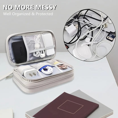 Portable Double Layer Storage Bag, Waterproof Cable & Makeup Organizer, Multifunctional Stationery Container, Travel Pouch for Outdoor & Travel