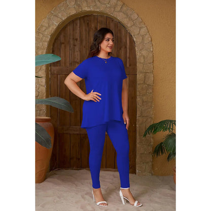 Women plus Size 2 Piece Outfits Short Sleeve Top and Legging Pant Set Lounge Sets Tracksuit