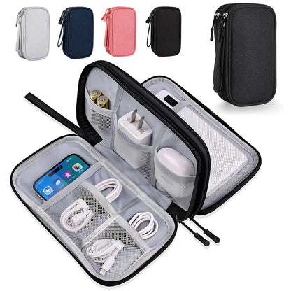 Portable Double Layer Storage Bag, Waterproof Cable & Makeup Organizer, Multifunctional Stationery Container, Travel Pouch for Outdoor & Travel