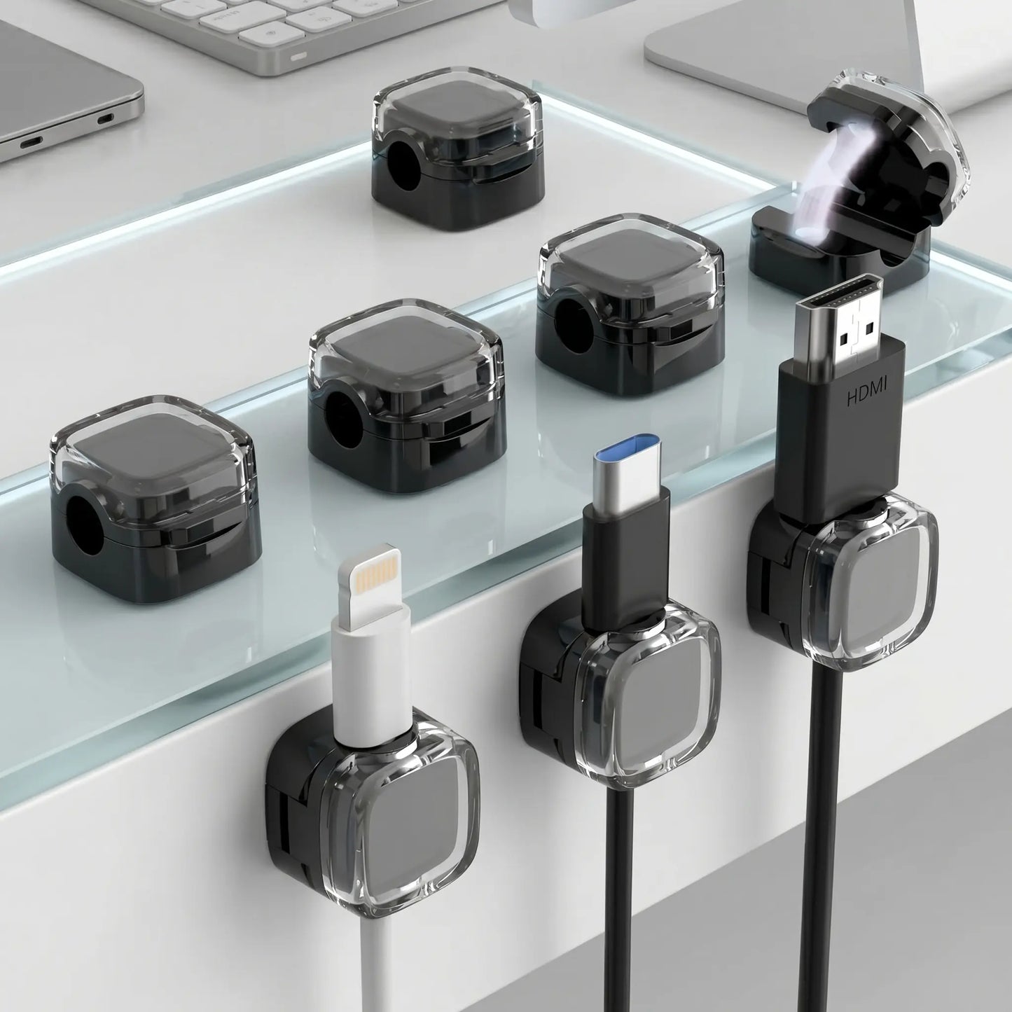 8 Pcs Magnetic Cord Holder for Desk | Wall Mounted Cable Organizer Clips, Non-Slip Wire Management for Home Office