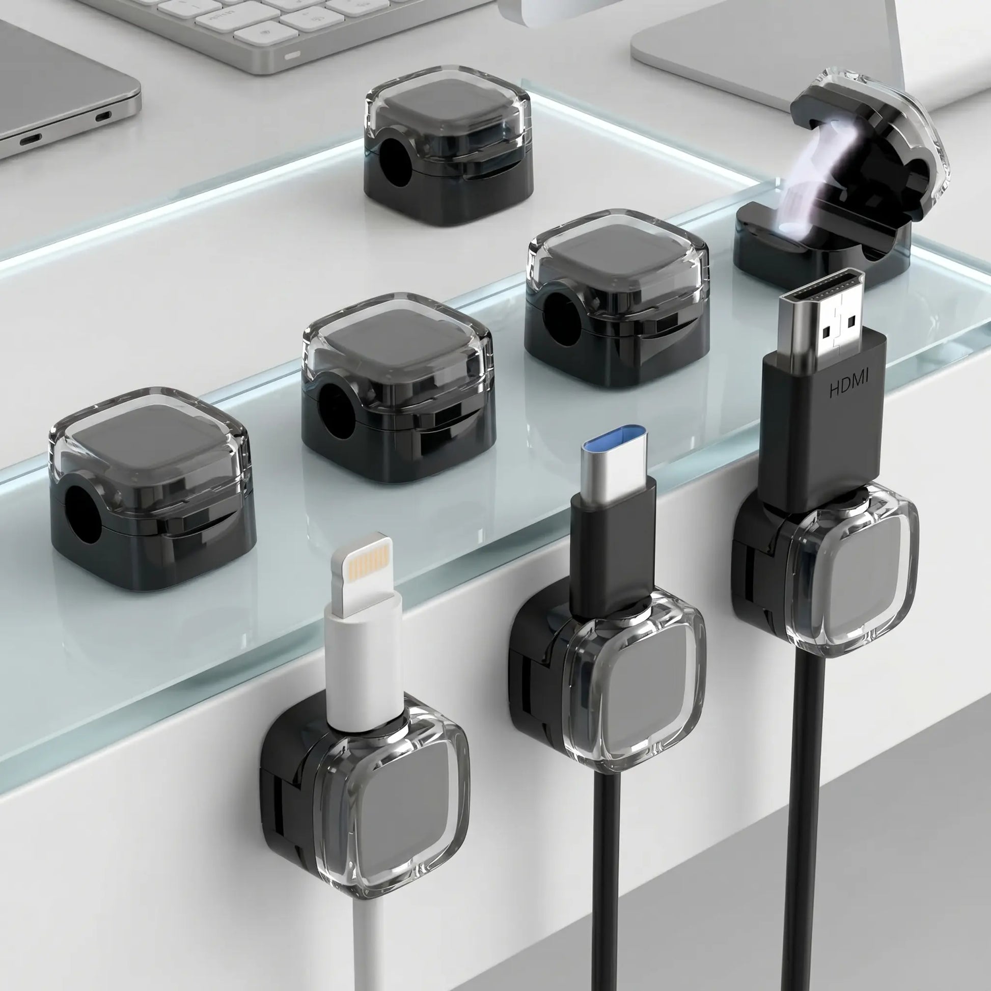 8 Pcs Magnetic Cord Holder for Desk | Wall Mounted Cable Organizer Clips, Non-Slip Wire Management for Home Office
